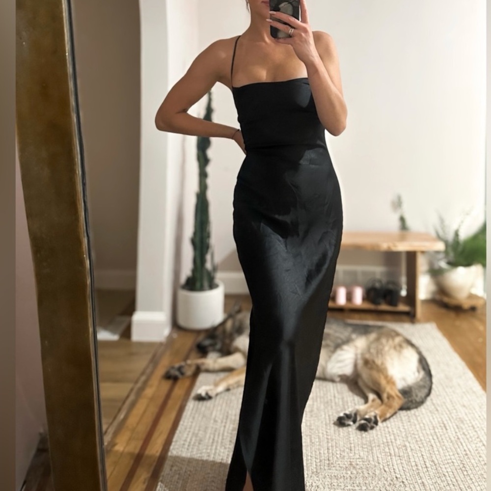 Meshki Black Satin Dress - Sydney